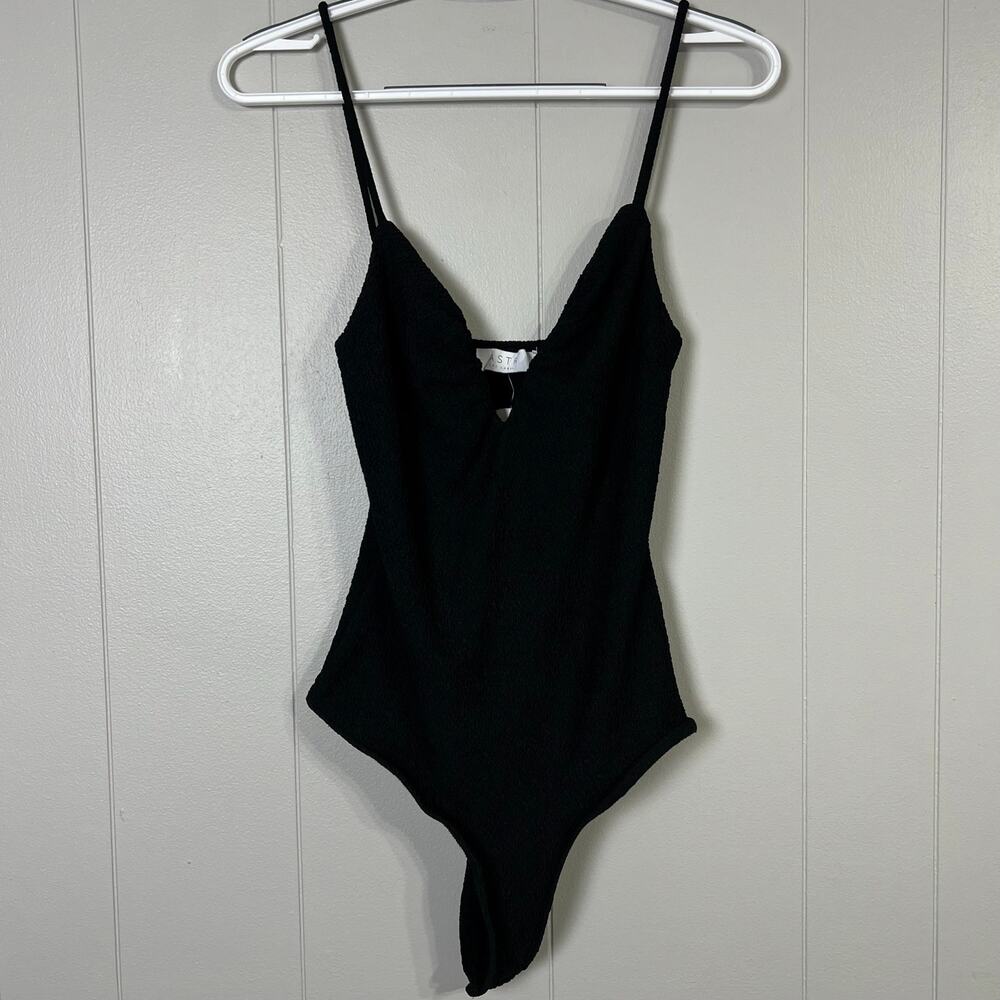 Black Textured Bodysuit Women’s M ASTR The Label Fia NWT Stretch